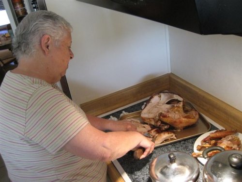 Gma Jean carving Turkey